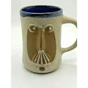 Vintage MCM David Stewart Ceramic Pottery Man Face Mug Lion's Valley Stoneware